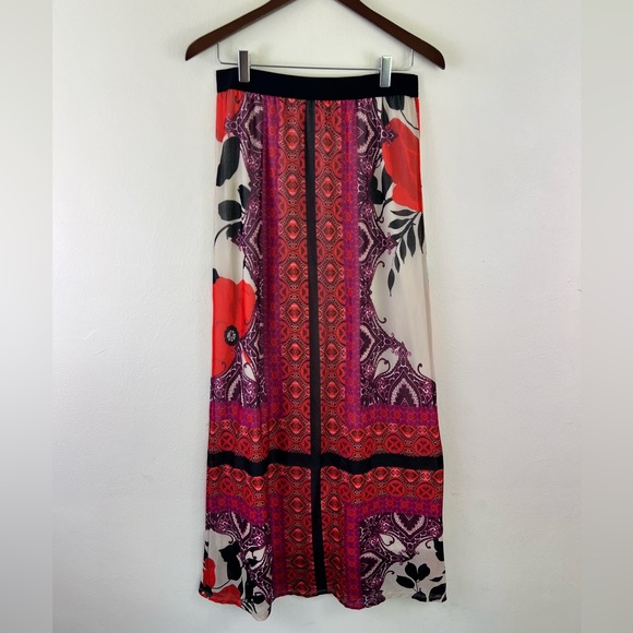 Chico’s Mixed Media Floral Abstract Printed Fully Lined Maxi Length Skirt - Picture 2 of 11